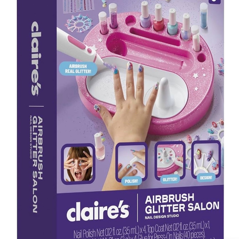 Claire's Pink Airbrush Glitter Nail Salon Kit